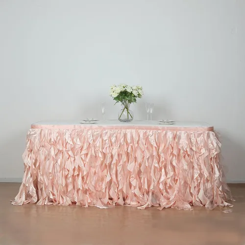 Miniatura 8 de Efavormart - Falda de mesa de tafetán de sauce rizado de 14 pies para cocina, comedor, catering, boda, fiesta de cumpleaños, eventos, color rubor