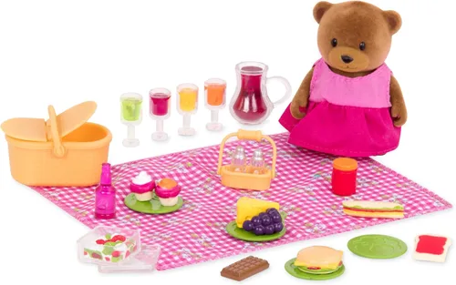Miniatura 9 de Li'l Woodzeez Juego de soporte de limonada con figura de conejo, juego de juguetes de 25 piezas que incluye comida de juego y accesorios
