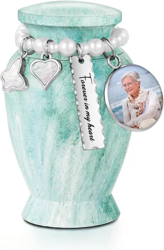 Miniatura 22 de Dletay Urnas pequeñas para cenizas humanas, recuerdo de 2.85 pulgadas, mini urna de cremación conmemorativa para mujeres y hombres, urnas funerarias