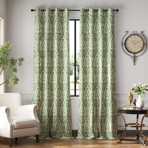 Miniatura 22 de jinchan Cortinas opacas de 90 pulgadas de largo, 2 paneles de medallón de damasco azul, cortinas de ventana para dormitorio, con ojales, aislamiento