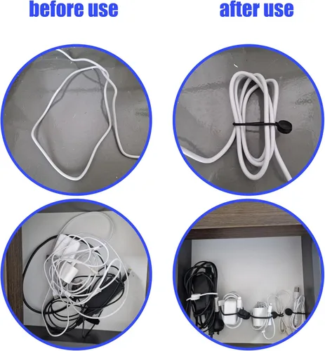 Miniatura 3 de Paquete de 12 bridas magnéticas para cables, organizadores de cables de silicona reutilizables con imanes incrustados, 8 y 4.3 pulgadas, blanco