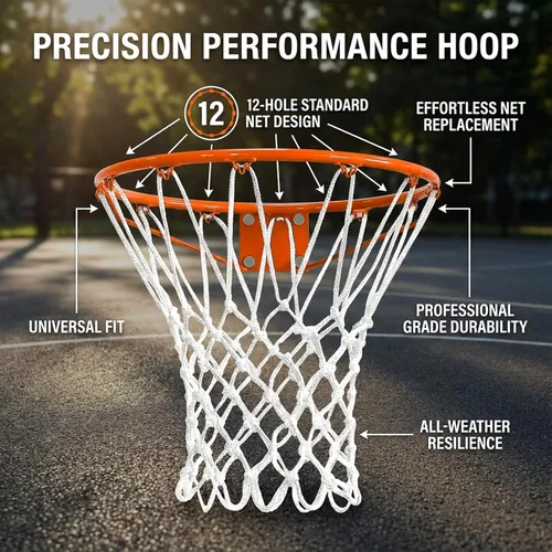 Miniatura 2 de PSLER Basketball net Outdoor, Basketball Hoop net White Standard Basketball net Measures 22 inches and has 12 Loops, suitables for Indoor and