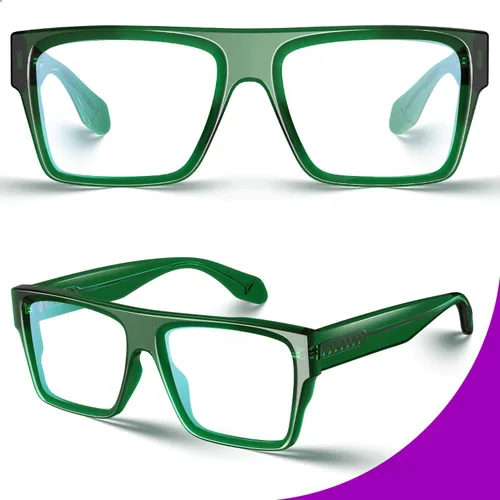 Miniatura 3 de VISOONE Gafas cuadradas de albahaca verde con bloqueo de luz azul TR90 de moda para hombres y mujeres ALBA