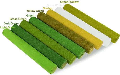 Miniatura 7 de CP135 Alfombrilla de Hierba Artificial para Modelos de Trenes Verde Amarillo Otoño Tardío 40 x 100cm o 15.7"x 39" para Decoración, Paisaje