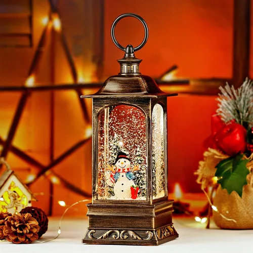 Miniatura 2 de Globos de nieve de Navidad con música, linterna de muñeco de nieve con temporizador de 6H, linterna de Navidad iluminada para decoraciones de Navidad