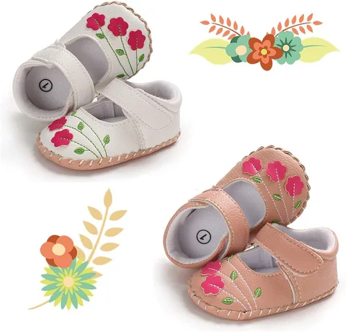 Miniatura 6 de Meckior - Zapatos de vestir para bebé y la princesa niña hechos a mano para niños y niñas de cuero sintético antideslizante para cuna para vestido