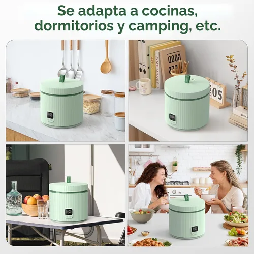 Miniatura 8 de TOKIT Olla Arrocera Pequeña 3 Tazas Sin Cocinar/6 Tazas Cocidas, Olla Arrocera Mini Moderna Multifuncional con Temporizador de 24 H y Calentador