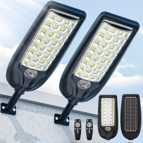 Farola solar para exteriores, 3 colores blanco cálido, impermeable, 30000 lúmenes, luces LED de seguridad de inundación alimentadas por energía