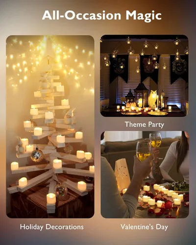 Miniatura 6 de Homemory Velas de té con temporizador que funcionan con pilas, temporizador de 6 horas integrado, encendido automático diario, velas votivas LED sin