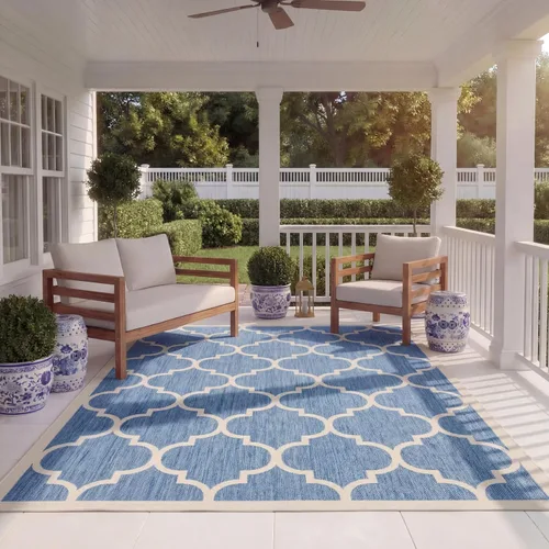 Miniatura 22 de SAFAVIEH Courtyard Collection - Alfombra decorativa de 2 x 3 pies 7 pulgadas, verde oscuro y beige, no desprende pelusa y de fácil cuidado