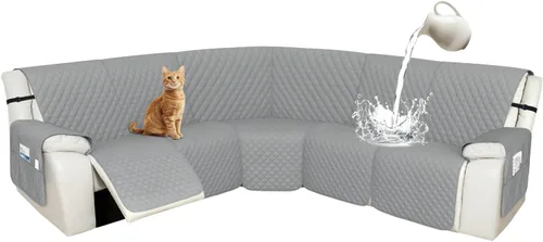 Miniatura 45 de Arfntevss Fundas de sofá modular reclinable, 100% impermeable, en forma de L, para sillón reclinable en forma de L, funda seccional lavable