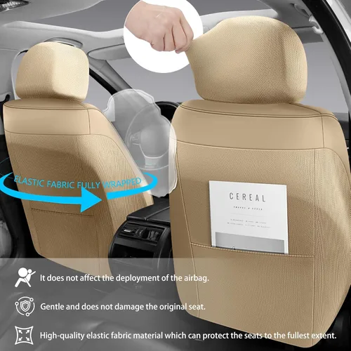 Miniatura 4 de NS YOLO Juego completo de fundas de cuero para asientos de automóvil, ajuste universal para la mayoría de los automóviles, SUV y sedanes, cojines