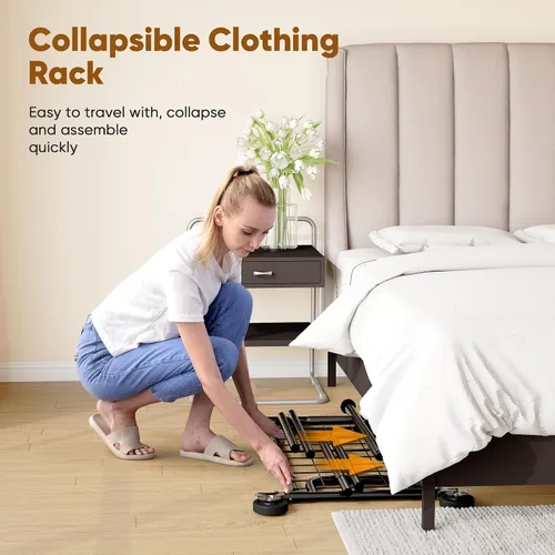 Miniatura 6 de HOKEEPER Perchero de Ropa Plegable Perchero de Ropa Plegable Capacidad 525 LBS Percheros de Ropa con Ruedas Resistente Perchero Rodante para Colgar