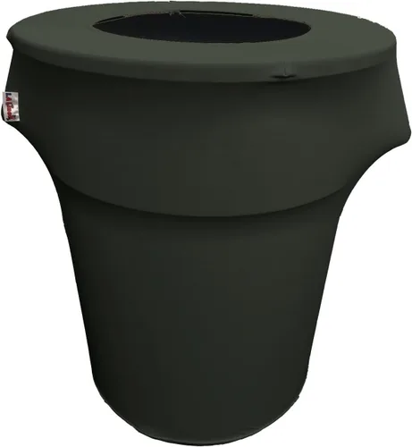 Miniatura 52 de LA Linen Cubierta para cubo de basura ajustable de elastano elástico de 32 galones, cubierta redonda para contenedor de residuos, decoración de Gris