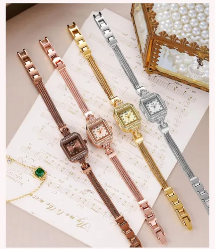 Miniatura 5 de Gosasa Reloj retro clásico cuadrado para mujer, números arábigos, esfera elegante, resistente al agua, pulsera de cuarzo, fácil de leer