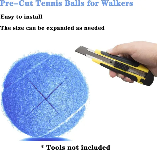 Miniatura 2 de Pelotas de tenis para caminantes precortadas, 4 unidades, pelotas de tenis precortadas para piernas de caminante, pelotas doradas precortadas