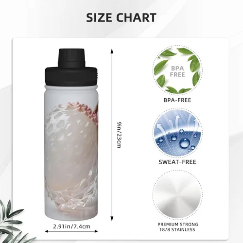 Miniatura 4 de litchi Printed Insulated Water Bottle, 18oz Stainless Steel Funny Travel Mug, Leakproof Hot & Cold for Sports, Gym, Hiking
