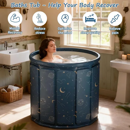 Miniatura 3 de Bañera portátil plegable y fría, gran bañera portátil y fría para el hogar, al aire libre, gimnasios, bañera plegable para ducha (77 galones)