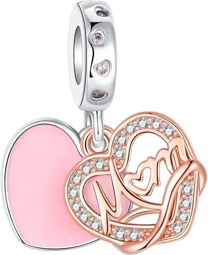 Miniatura 78 de Dije de girasol con diseño de estrella y luna y elefante para pulsera, collar de plata de ley 925, dijes de corazón de amor para mujer, regalo