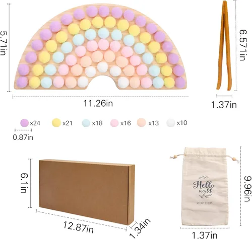 Miniatura 6 de ibwaae Juego de tablero de clavijas de madera con cuentas para clasificación de colores. Juego de cuentas de conteo y clasificación. Juego
