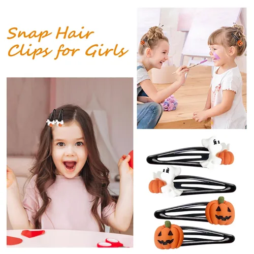 Miniatura 6 de 4 pinzas para el cabello de Halloween, calabaza de Beleki fantasma, pinzas para el cabello antideslizantes, pasadores de Halloween, accesorios