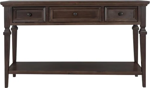 Miniatura 9 de Merax Mesa consola de entrada estrecha con 3 cajones de almacenamiento, mesa de sofá pequeña con estante inferior, para sala de estar, espresso