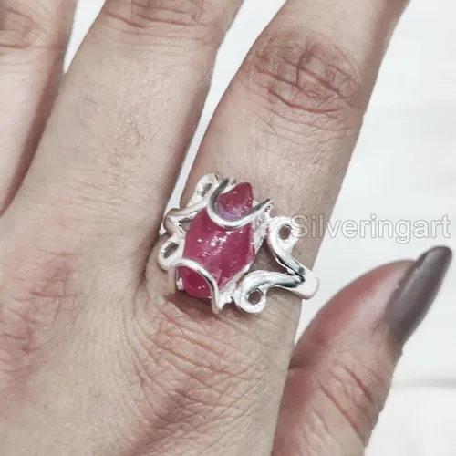 Miniatura 3 de AAA Natural Ruby Ring, Rough Ruby Gemstone Ring, July Birthstone, Hippie Wire Ring, 925 Sterling Silver, Womens Ring, Christmas, Thanksgiving