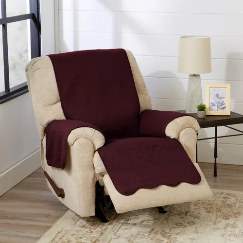 Miniatura 56 de Great Bay Home Funda de terciopelo reclinable – Funda lavable para muebles con correas elásticas – Funda para muebles para perros, niños y mascotas