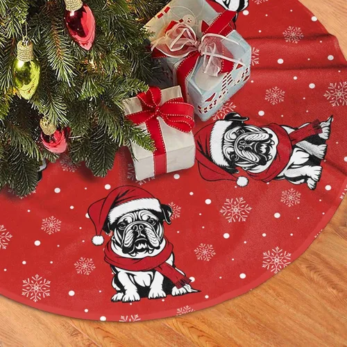 Miniatura 3 de Falda de árbol de Navidad de Bulldog inglés, hermosa para adornos de fiesta de Navidad, accesorio de decoración de vacaciones, 30 pulgadas