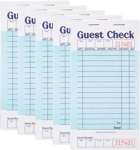 Miniatura 10 de Stock Your Home Libros azules de cheques de invitados para servidores (paquete de 20) bloc de notas de servidor, cuaderno de cheques de camarero