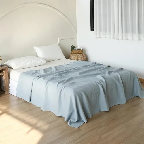 Miniatura 17 de Simple&Opulence Sábana encimera de lino francés, 100% lino natural con lavado a la piedra tamaño Queen (90 x 102 pulgadas), ultra suave, Óxido básico