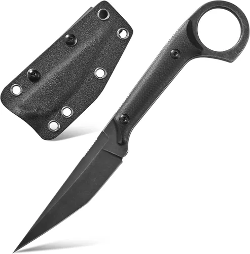 Gtkii GTK140 Cuchillo de hoja fija, hoja de acero D2 G10 mango EDC herramienta cuchillo para acampar al aire libre senderismo caza (negro)