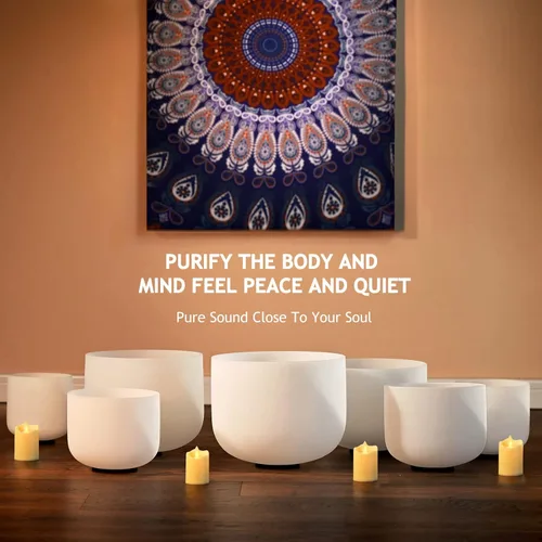 Miniatura 3 de CVNC 440HZ - Juego de 7 cuencos cantores de cristal de cuarzo esmerilado de 6 a 12 pulgadas para meditación de chakras para sanación con sonido