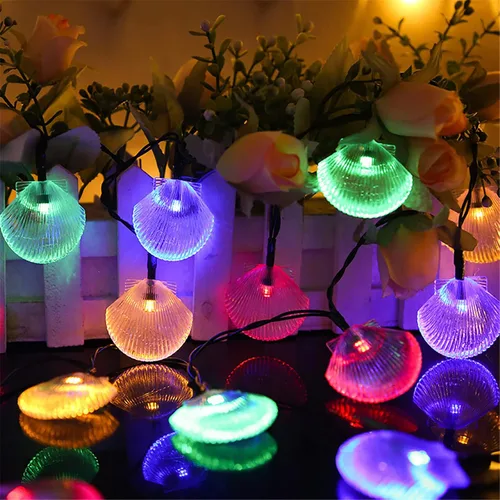 Miniatura 21 de Luces solares de estrella de mar, impermeables, de 15.7 pies, 20 luces LED de noche con estrellas de mar y océano, mar, mundo, luces de noche