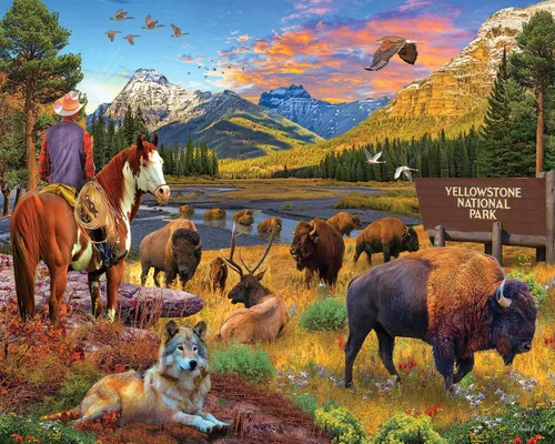 White Mountain Yellowstone - Rompecabezas de 1000 piezas para el parque nacional, escena de otoño y otoño, piezas grandes, regalo para adultos y
