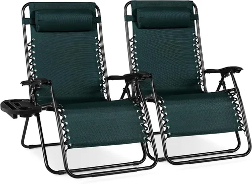 Miniatura 37 de Best Choice Products - Juego de 2 sillas reclinables y ajustables de malla y acero, sillas con sensación gravedad cero con cojines y bandejas