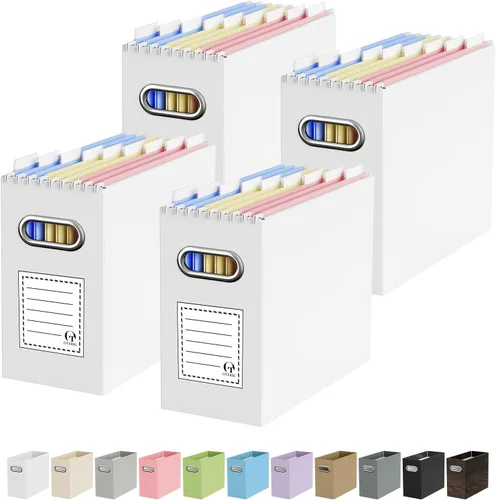 Miniatura 52 de Oterri Caja organizadora de archivos de cartón para colgar carpetas de archivos, tamaño carta, caja de archivos para escritorio de computadora