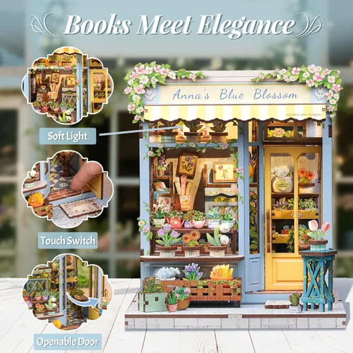 Miniatura 2 de Kit de Rincón de Libros, Kits de Casa en Miniatura DIY para Adultos y Adolescentes, Casa de Muñecas Pequeña Booknook Casa de Jardín Estantería