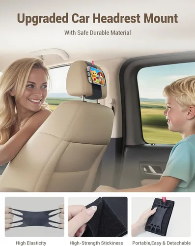 Miniatura 2 de Soporte de silicona para teléfono de automóvil, soporte ajustable para reposacabezas de teléfono compatible con iPhone 17, 16, 15, 14 Pro Max