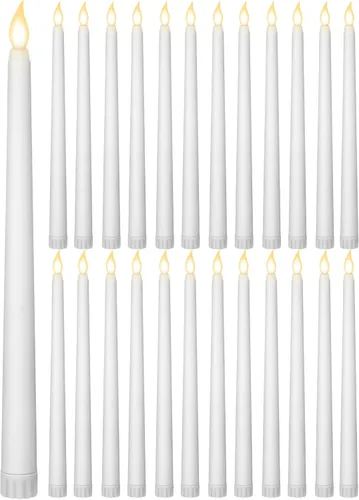 Miniatura 11 de Treela 24 piezas de velas cónicas sin llama, operadas con pilas, falsas a granel, velas de 11 pulgadas, luces LED, candelabros parpadeantes cónicos