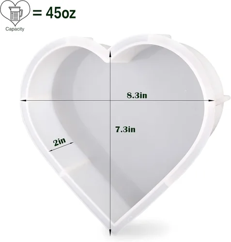 Miniatura 2 de Moldes de silicona grandes para resina, molde de resina de corazón, moldes de resina epoxi para preservación de flores, fundición de arte de resina