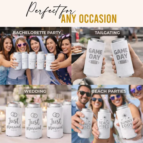 Miniatura 5 de Slim - Paquete de 12 fundas enfriadoras de latas con aislamiento de neopreno en blanco para latas de cerveza y refrescos delgados de 12 onzas