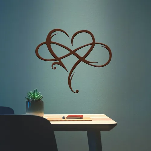Miniatura 18 de MayLove-US Decoración de pared de metal con corazón infinito, decoración única de pared de corazón infinito, placa de letrero de amor, arte Blanco