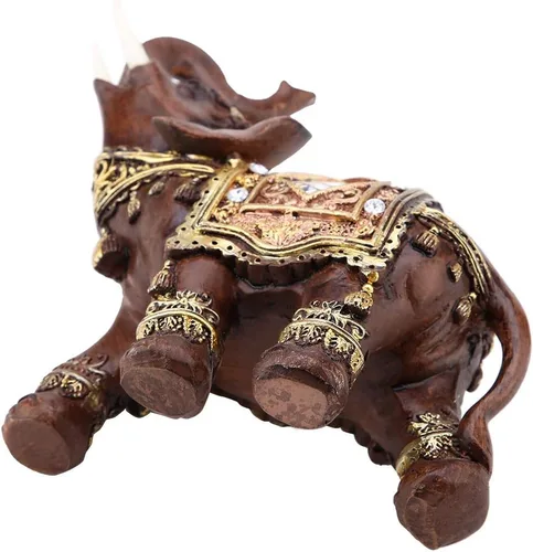 Miniatura 4 de HEEPDD JMonda - Estatua de elefante Feng Shui, figura de resina con tronco para decoración de oficina en casa, inauguración de la casa, pequeña