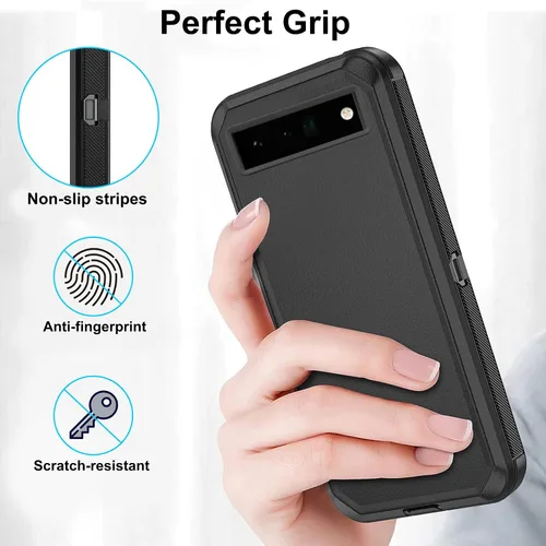 Miniatura 6 de Asuwish Funda de teléfono para Google Pixel 6 Pro, híbrida, resistente, a prueba de golpes, dura, a prueba de caídas, cuerpo completo, resistente