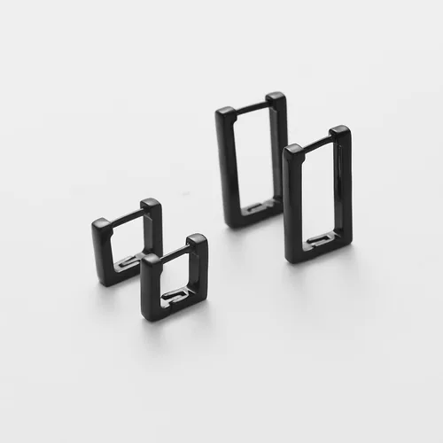 Miniatura 5 de 2 pares de aretes de aro minimalistas chapados en oro de 14 quilates, pequeños y delicados aretes geométricos cuadrados y rectangulares para niñas