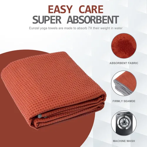 Miniatura 5 de Eunzel Toalla de yoga, toalla para esterilla de yoga caliente con puntos de agarre, absorbente de sudor, antideslizante, para yoga caliente, pilates