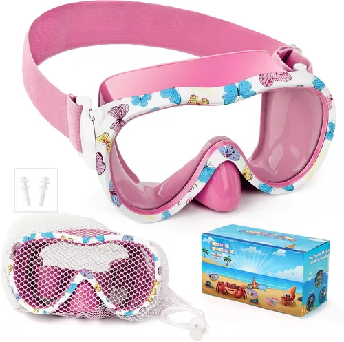 Miniatura 8 de Gafas de natación para niños, antifugas, máscara de Snork con cubierta de nariz y correa de tela elástica, gafas de natación con protección UV