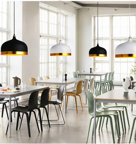 Miniatura 8 de Lámpara colgante de cocina negra y dorada, color negro mate, ajustable, 1 luz, mini candelabros de mediados de siglo, lámpara colgante de techo