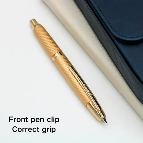 Miniatura 4 de Pluma estilográfica de 10 prensas para uso en oficina, juego de punta retráctil extrafina y convertidor de tinta, clip dorado